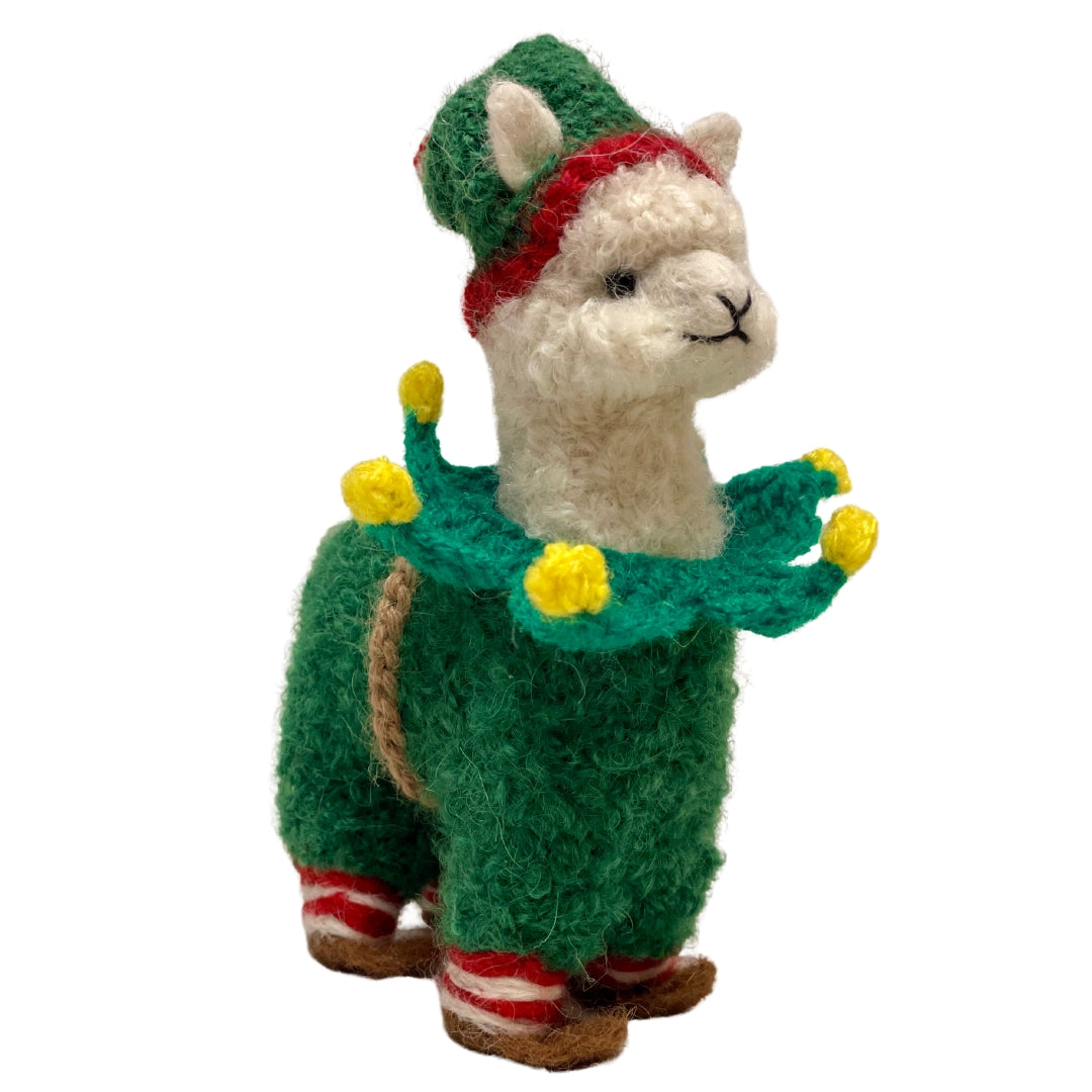 alpaca elf ornament with string for holidays