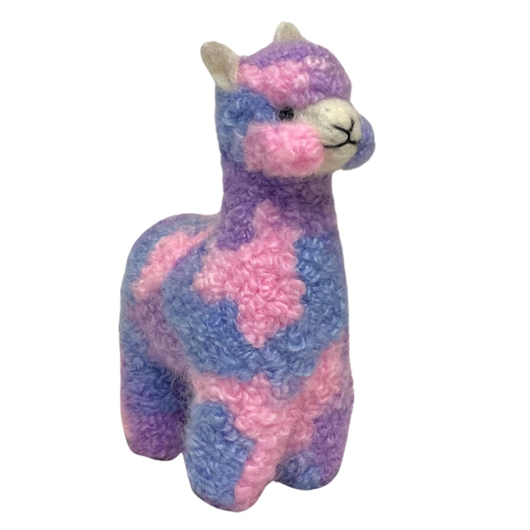 pink purple colorful fun alpaca ornament figuring
