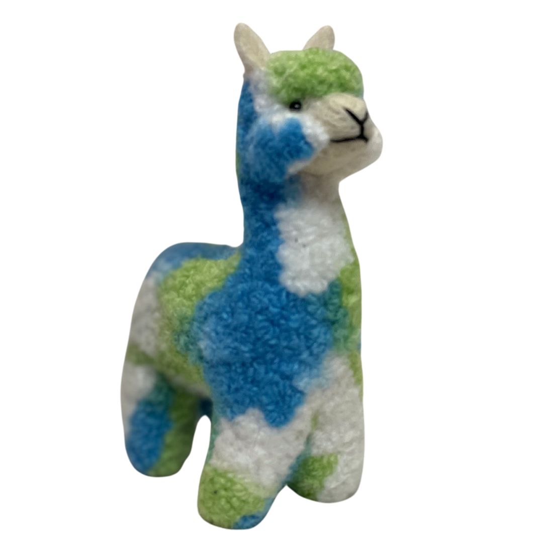 Colorful confetti rainbow white green lime blue alpaca felt ornament