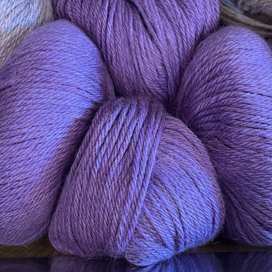 bright purple violet sport weight alpaca wool yarn for knitting and crochet