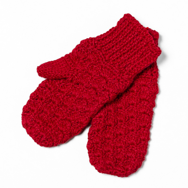 Cute handmade buy wool alpaca blend soft linning Christmas tree holiday red mittens