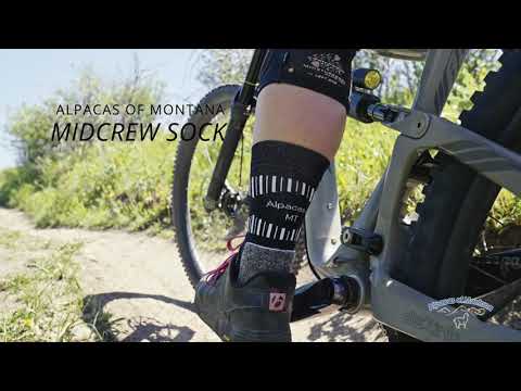 An informational product video about the Alpacas of Montana mid-crew sock