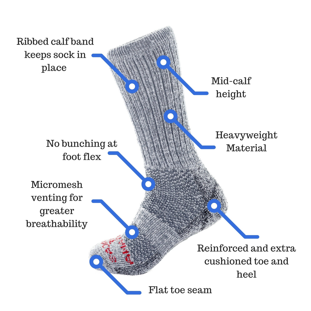 diagram for thick warm alpaca wool hunting fishing outdoors extra cushion boot socks