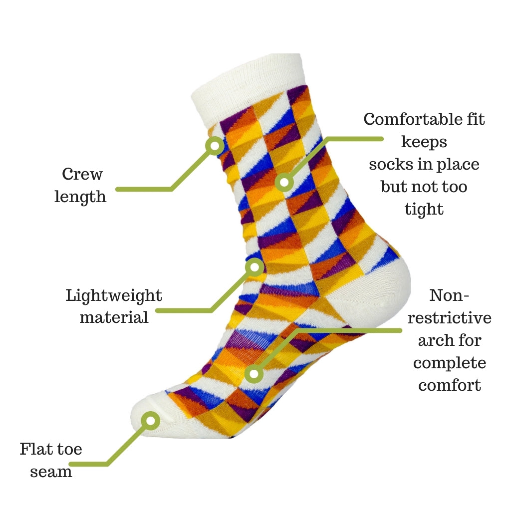 A diagram showing the features of the Alpacas of Montana Swag Socks