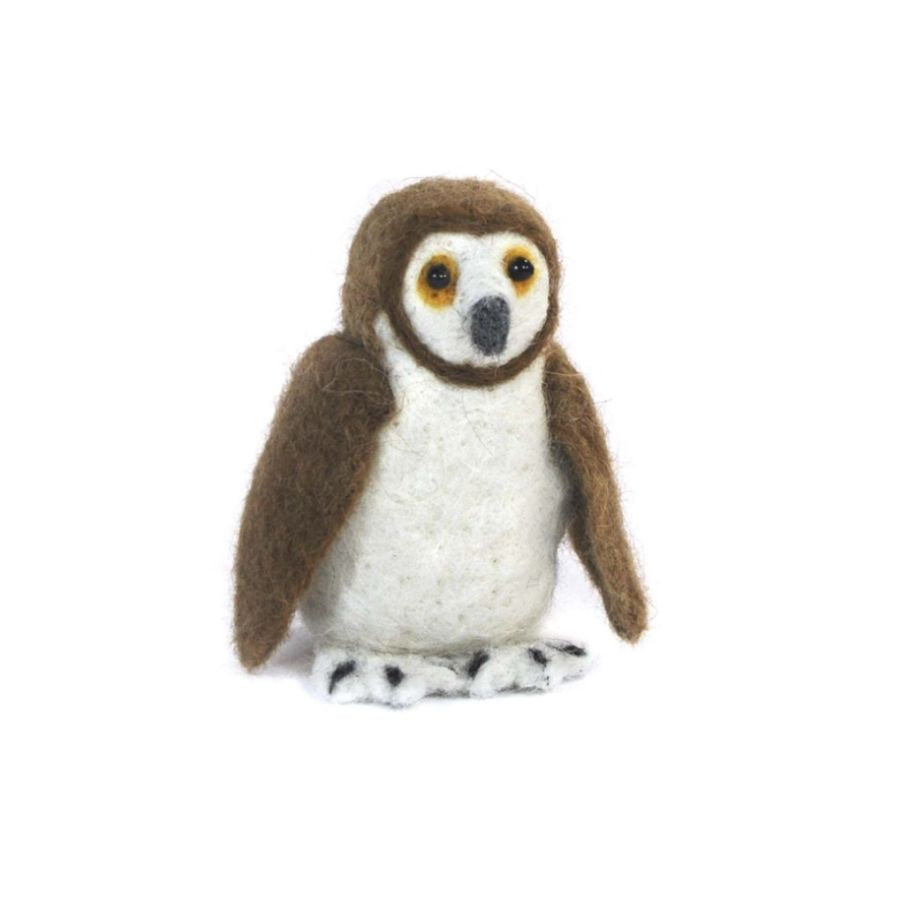brown and white barn owl figurine and ornament