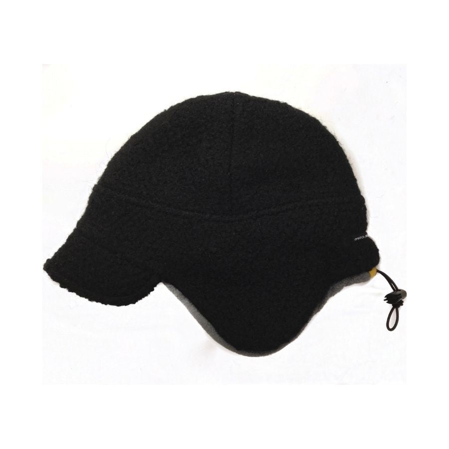 A product photo of a black extremely warm cozy soft windproof comfortable moisture wicking thermal alpaca fleece wool city commuter winter hat.