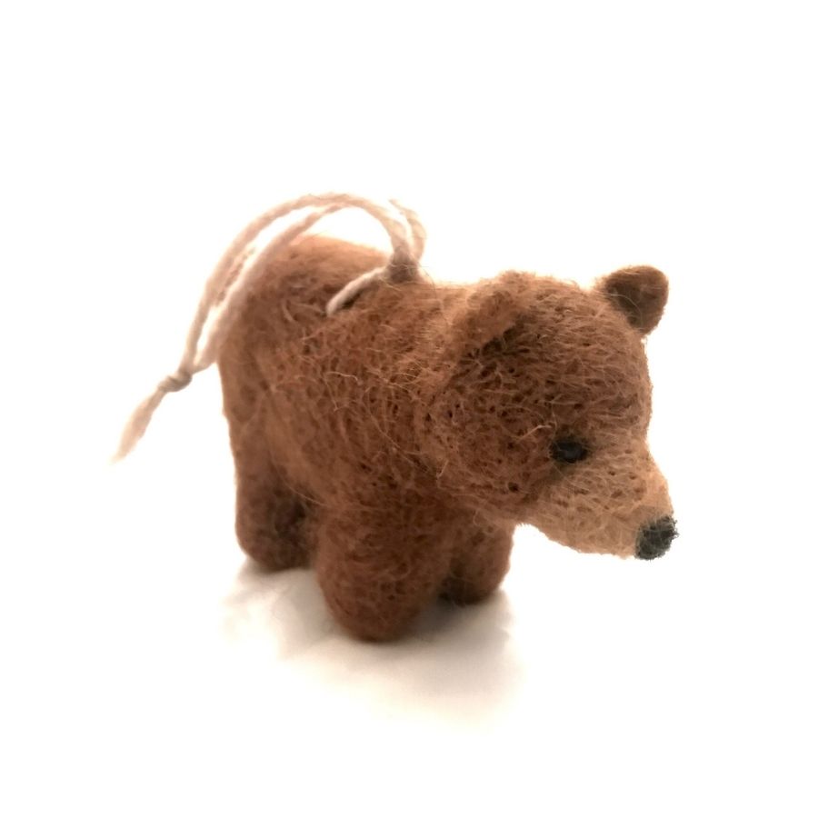 brown bear alpaca felted wool figurine and ornament