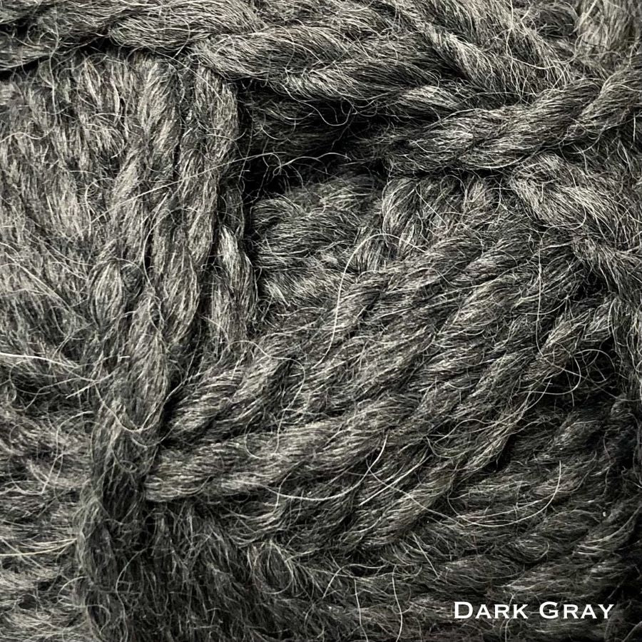 Soft dark gray bulky alpaca wool yarn for knitting and crochet