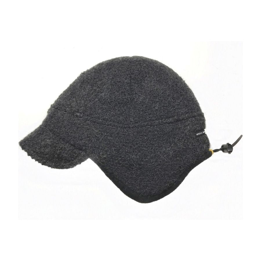 A product photo of a dark gray extremely warm cozy soft windproof comfortable moisture wicking thermal alpaca fleece wool city commuter winter hat.