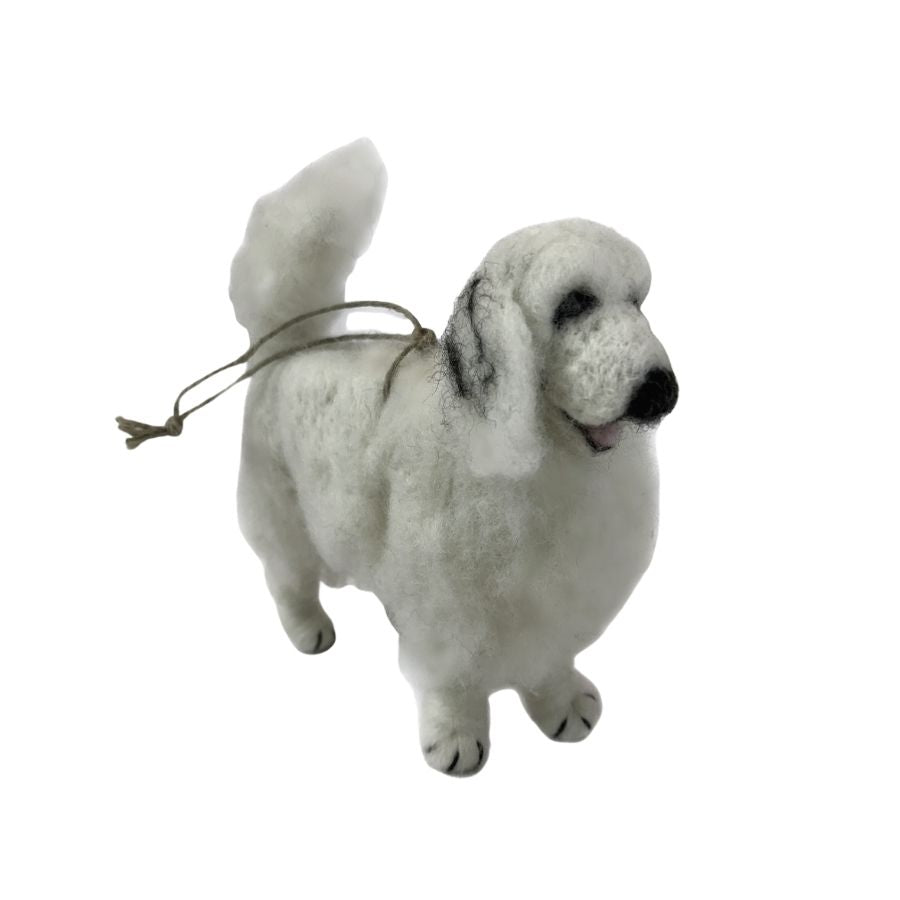Soft cute fluffy toy gift white great pyrenees felted alpaca wool figurine and ornament
