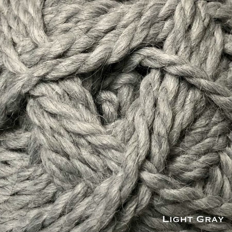 Soft light gray bulky alpaca wool yarn for knitting and crochet