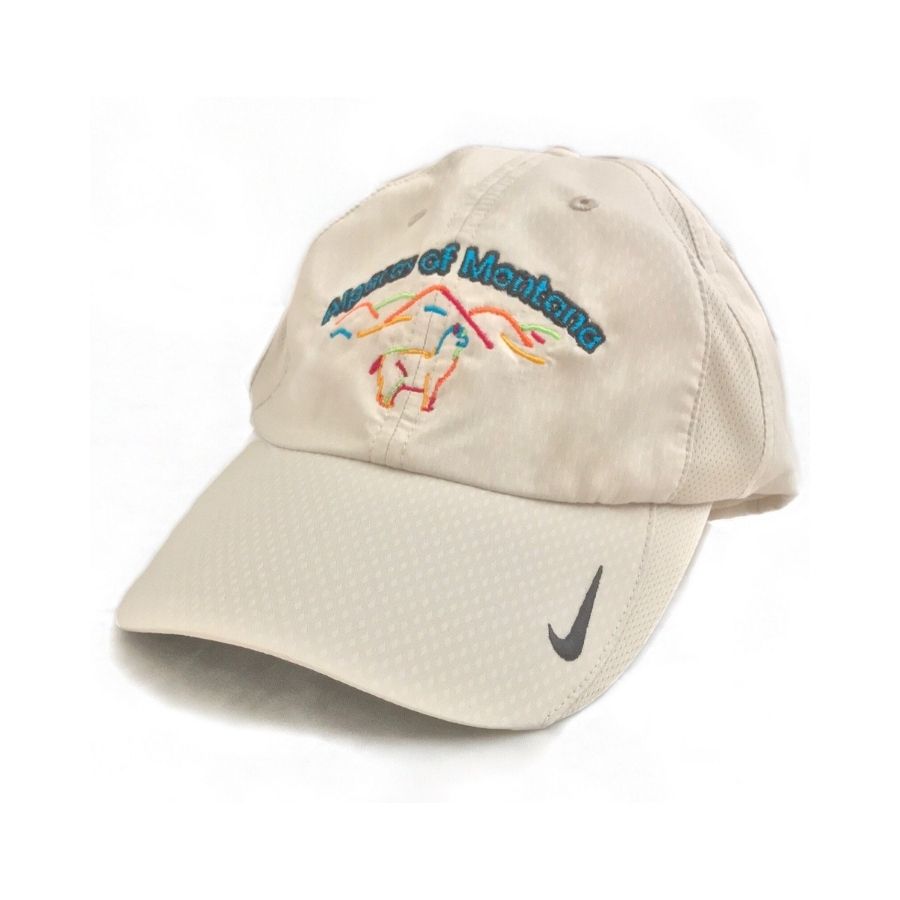 Alpacas of Montana and Nike branded logo comfortable summer breathable fashionable white baseball cap.