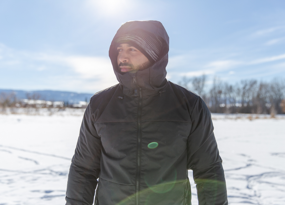 Man wearing ski parka