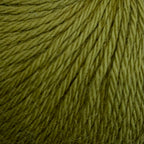 A close-up of twisted yarn strands in a muted olive green color, filling the entire frame.