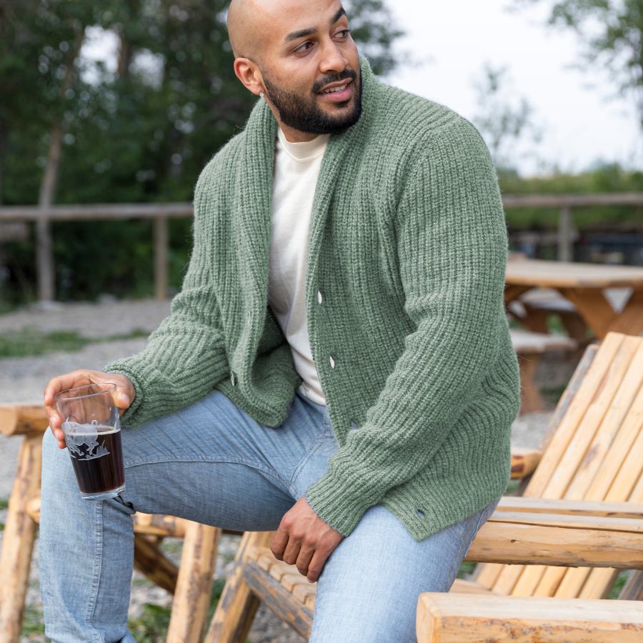 Classic Ribbed Knit Alpaca Cardigan