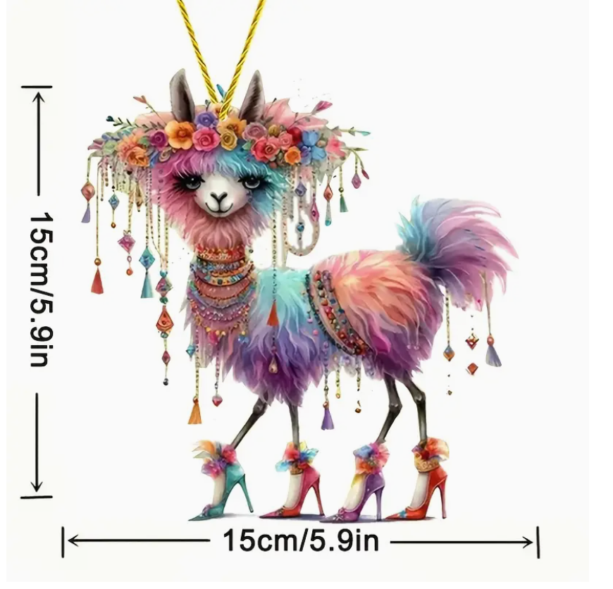 alpaca ornament decoration with flower hat for kid plastic wall hanging