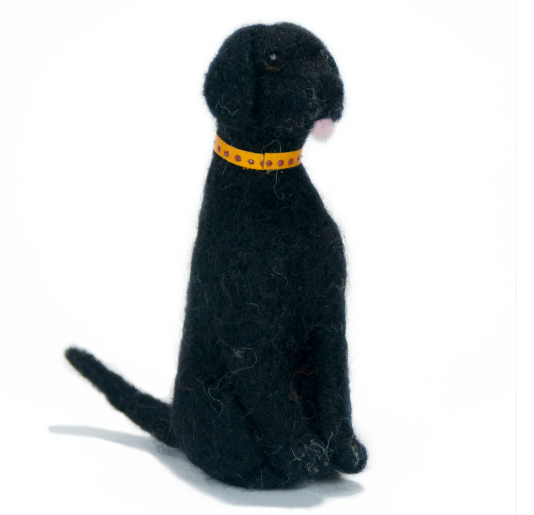 Black labrador retriever dog ornament felted alpaca
