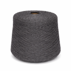 Gray alpaca yarn cone on a white background