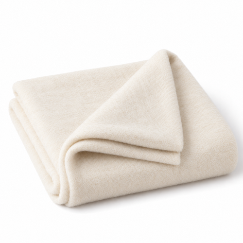 Alpaca ivory color baby blanket show in white color