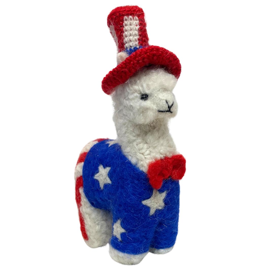 Uncle Sam forth 4th of July Patriot alpaca ornament in Red white blue