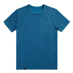Blue Striped mens breathable Alpaca polo T shirt for warm weather