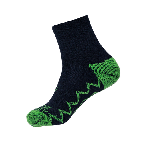 Green and black alpaca sock ankle height.