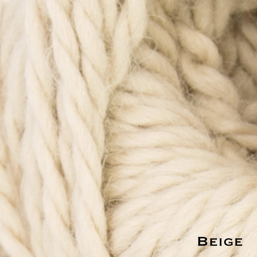 Natural Beige alpaca yarn with 'Beige' label