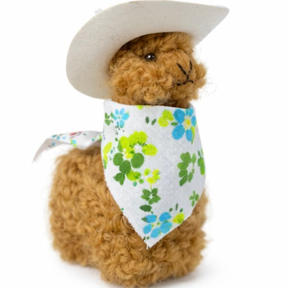 4" Felted Cowboy & Cowgirl Alpacas – Adorable Western Decor with Bandanas and Hats