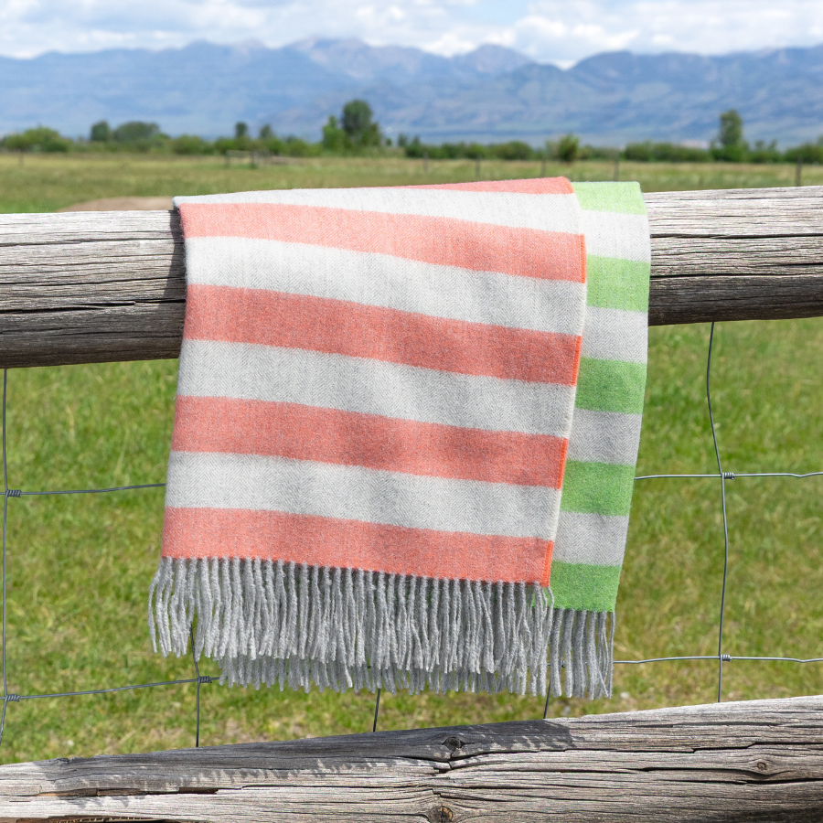 Striped Fringe Alpaca Blanket