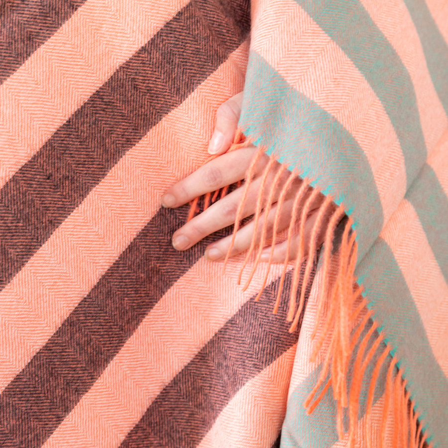 Striped Fringe Alpaca Blanket