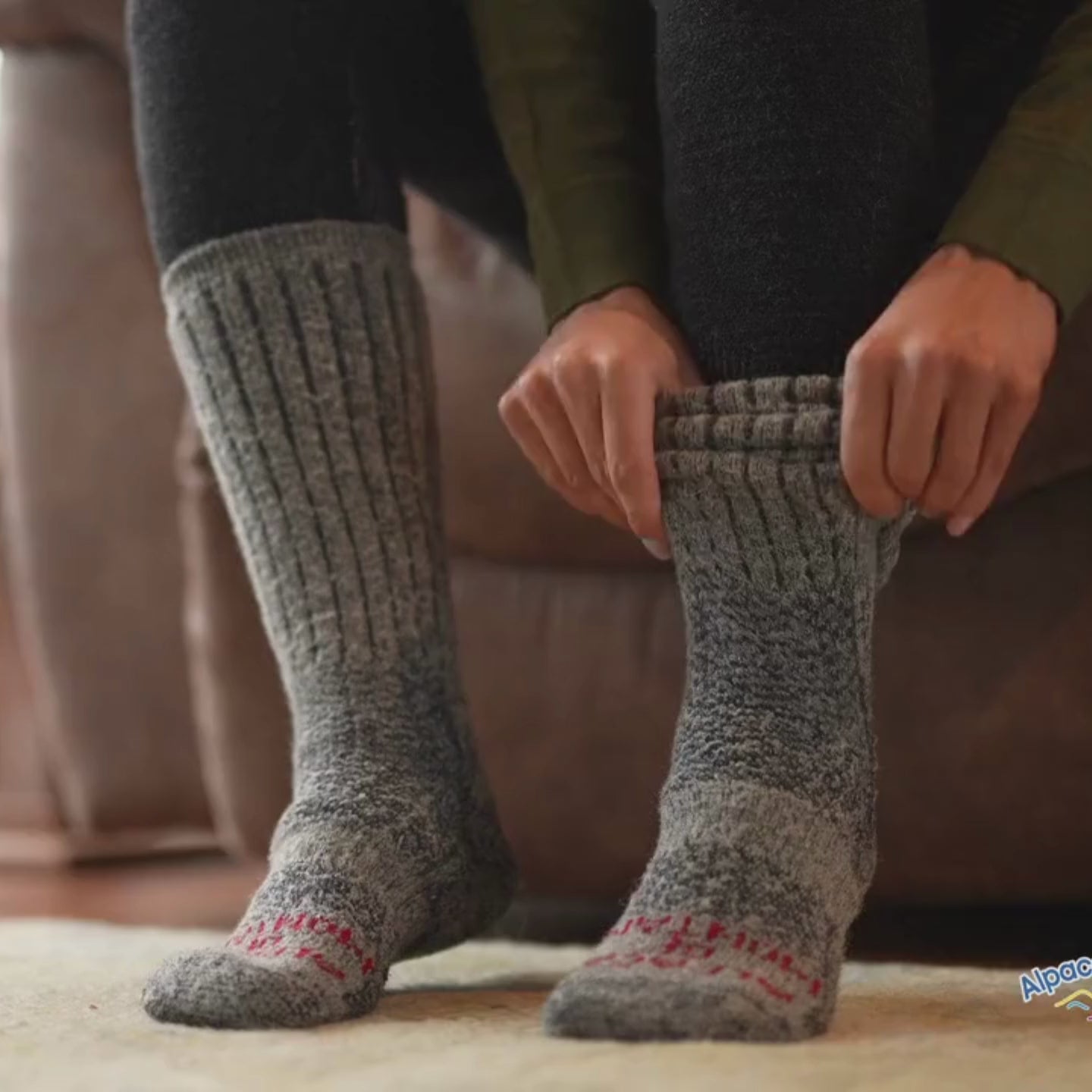 A product video of the Alpacas of Montana women's base layer bottoms