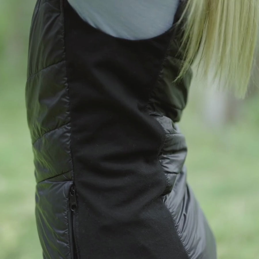 A product video of the Alpacas of Montana women's stretch lite vest