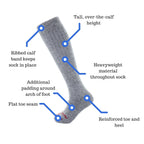 diagram of winter over the calf alpaca winter socks
