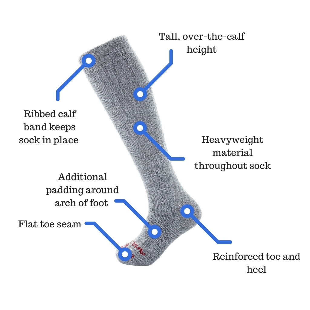 diagram of winter over the calf alpaca winter socks
