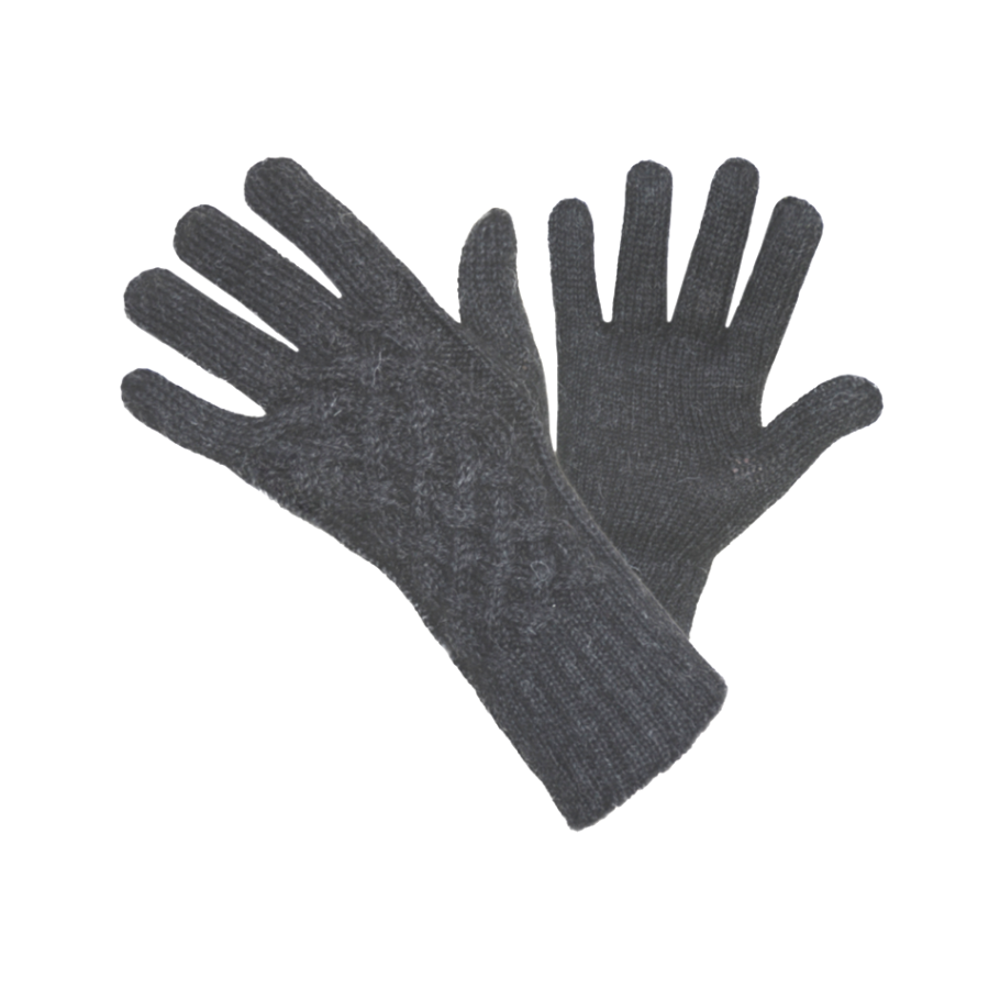 product photo of knit gray alpaca wool gloves