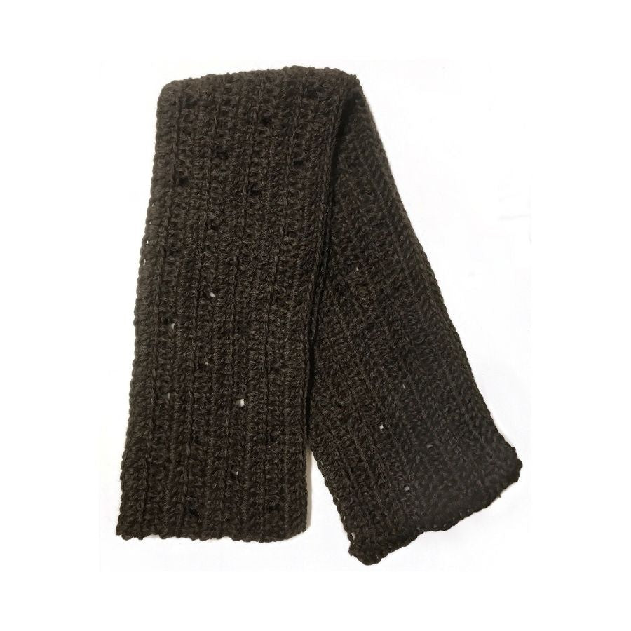 black hand knit alpaca wool ribbed scarf