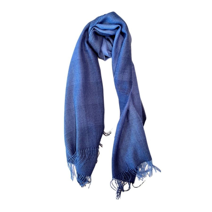 warm blue alpaca wool shawl