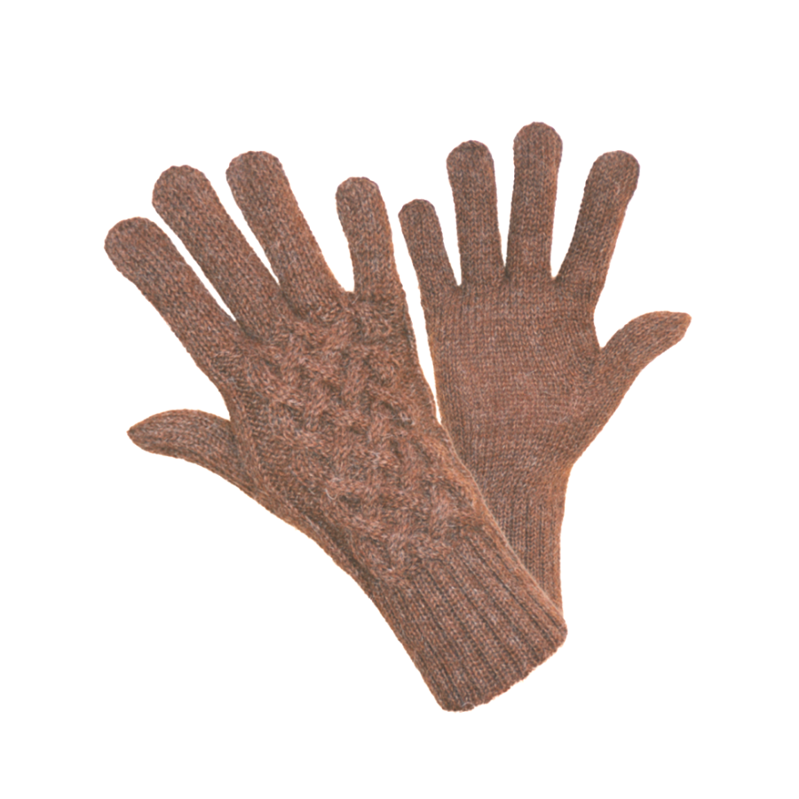 product photo of brown knit alpaca wool gloves