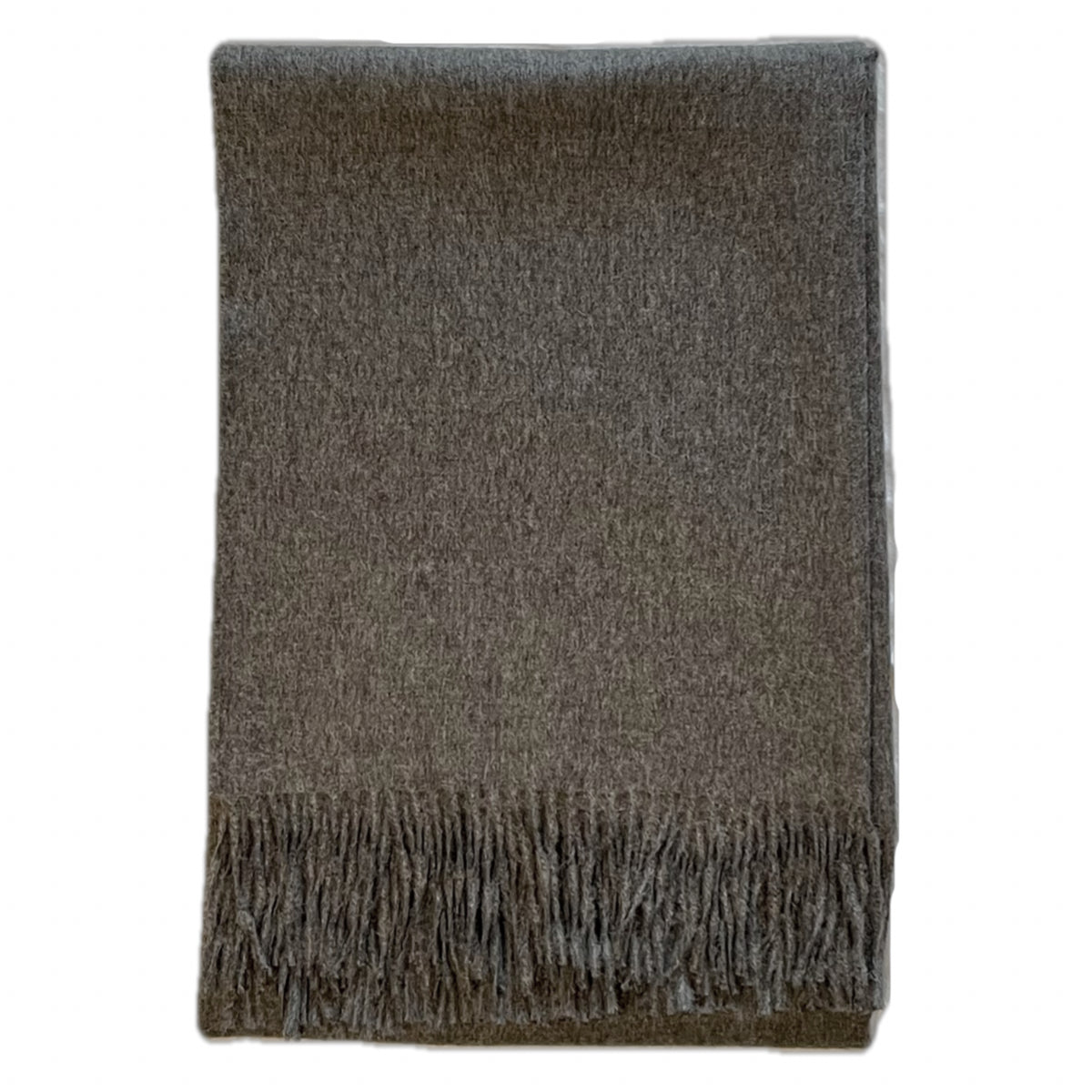 dark gray alpaca blanket with fringe made from wool