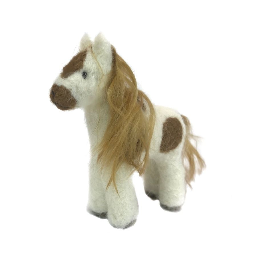 brown and white horse alpaca wool figurine and ornament
