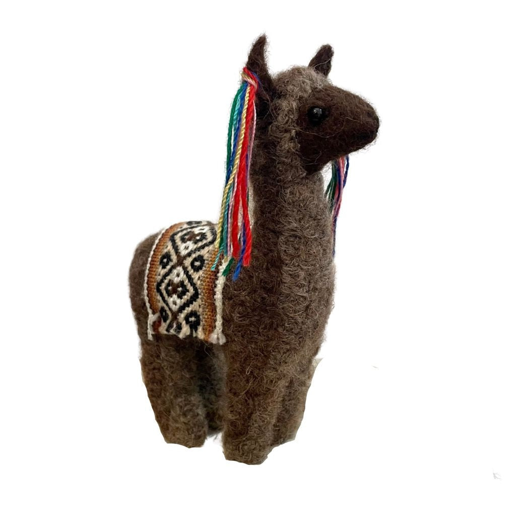 llama felt ornament made from alpaca fiber