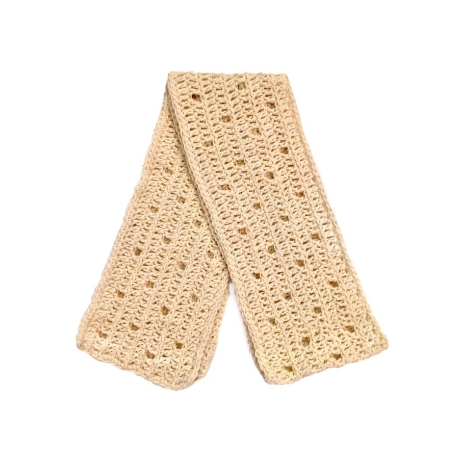 oatmeal hand knit alpaca wool ribbed scarf