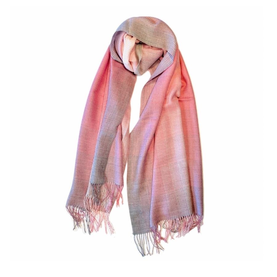 warm light pink and gray alpaca wool shawl